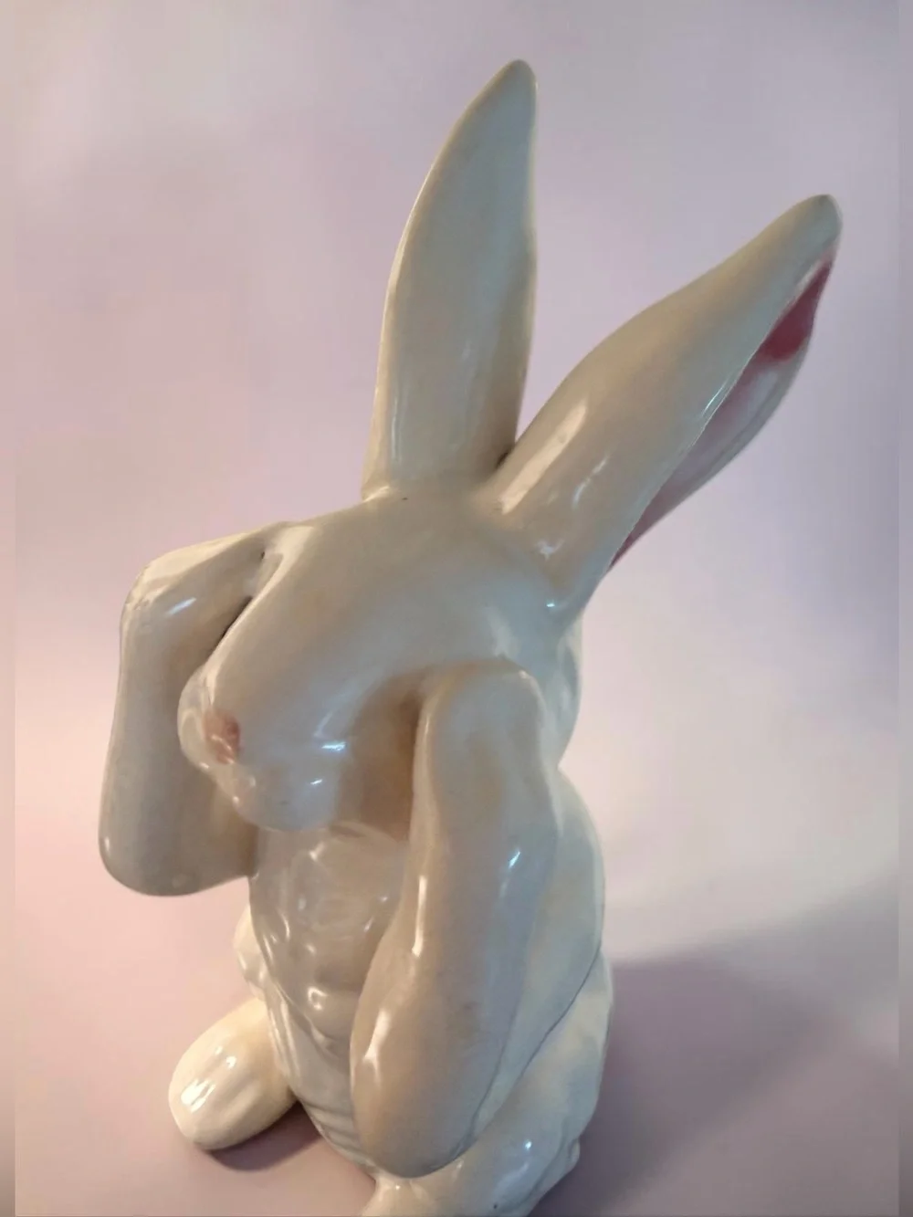 Vintage old pottery see no evil rabbit bunny